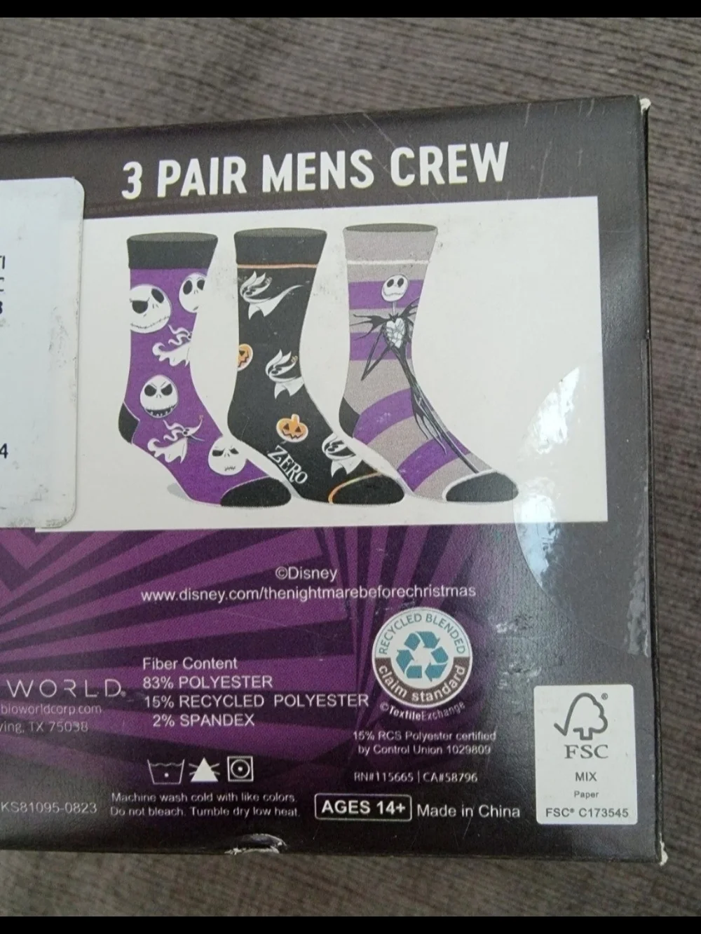 Men's 3 Pairs of Nightmare Before Christmas